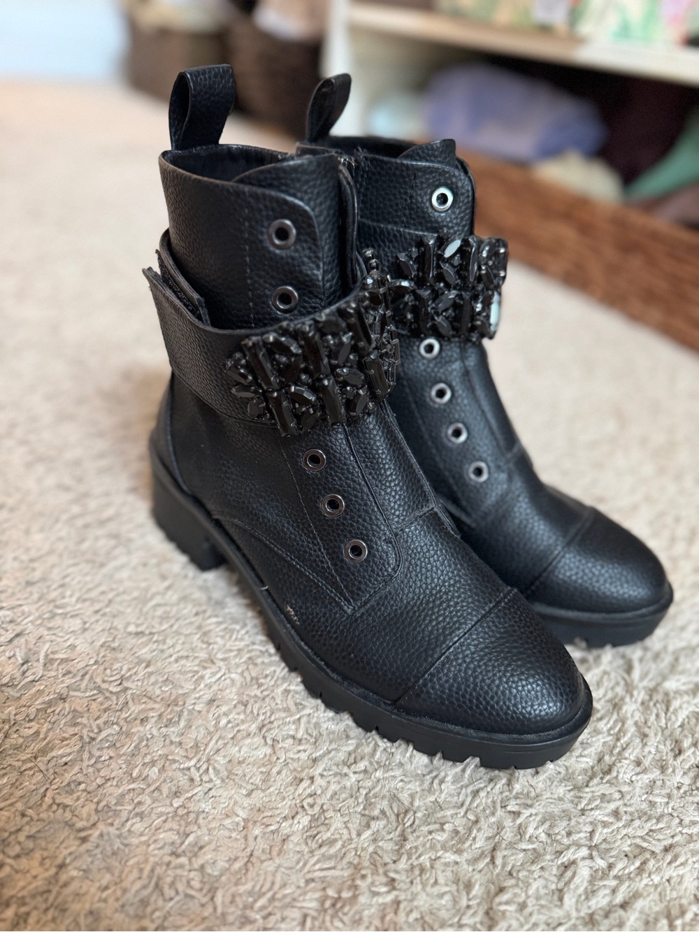 Karl Lagerfeld Paris  black Combat Boots size 6